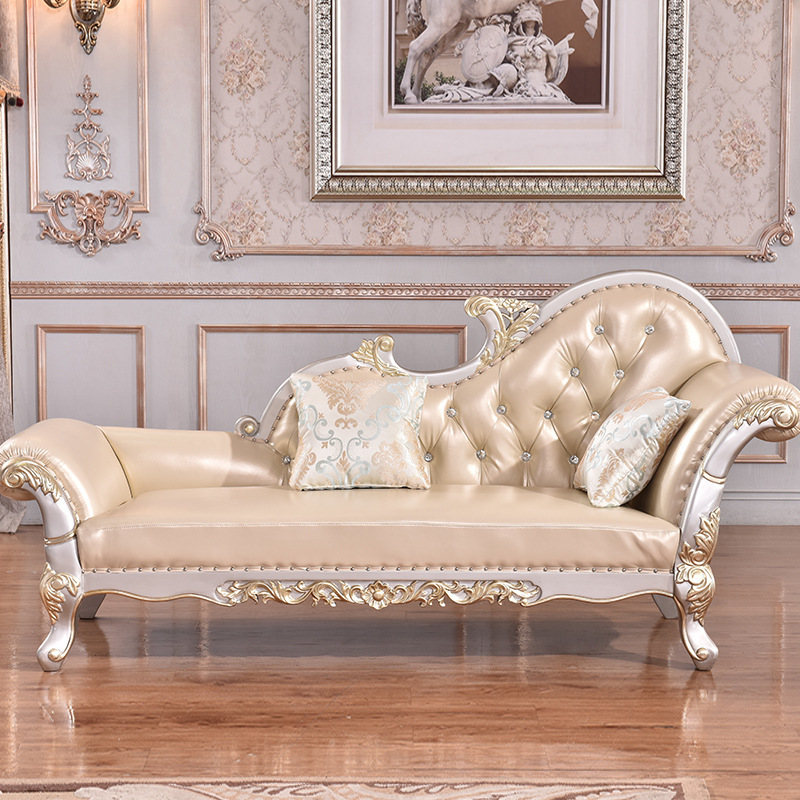 European style Chaise longue solid wood Fabric art Beauty couch beauty Royal couch Lazy man Sofa chairs deck chair bedroom a living room