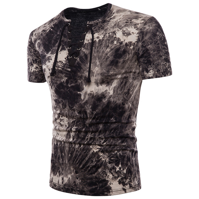 Men's T-Shirt Color Trendy Strap V-neck Design Fashion  