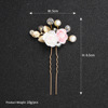 Ceramics, children's Chinese hairpin, Hanfu handmade, hairgrip from pearl, hair accessory for bride, accessories, roses