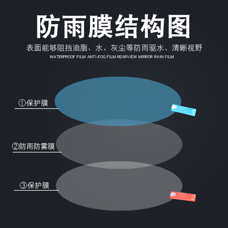 新品汽车防水防雾膜后视镜防雨水膜倒车镜变色防眩远光防雨膜代发