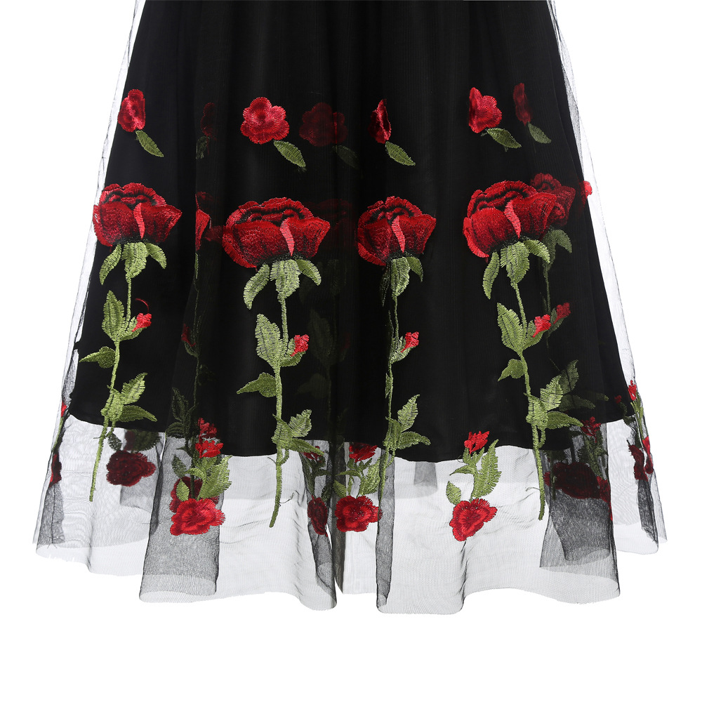 Frau Swing-Kleid Ferien V-Ausschnitt Kurzarm Blume Midi-Kleid Täglich display picture 3