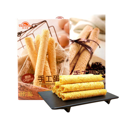 台灣零食進口 Delifornia加州堡原味蛋卷 手工 傳統食品160g批發