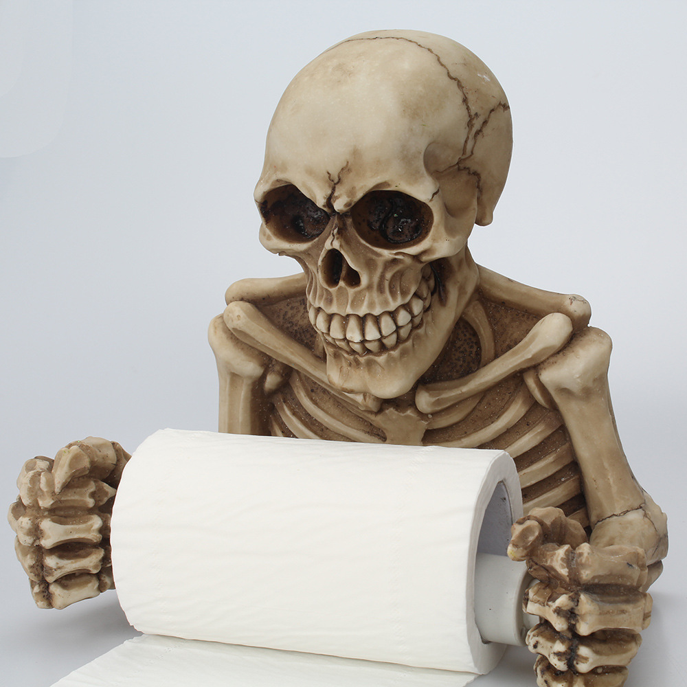 Retro Creative Horror Face Resin Wall-mounted Skull Toilet Paper Holder display picture 1