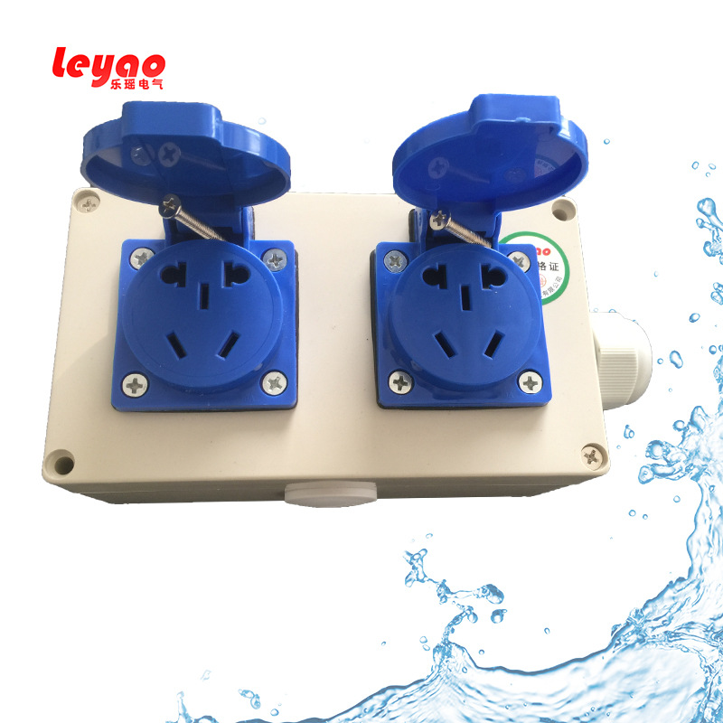 2位充电桩插座 专用电动车插座多功能10A 5孔花园插座防雨防尘