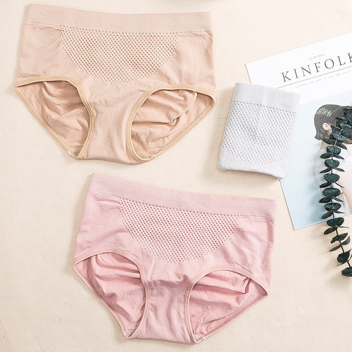 Independent package] Japanese honeycomb underwear 3D seamless women's large size super elastic honeycomb mid-waist underwear