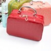 new pattern Stone pattern mirror Makeup box Crocodile print trumpet portable Square Cosmetic Solid gift