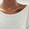 Sophisticated universal accessory, metal necklace heart-shaped, European style, simple and elegant design