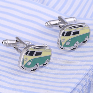 High Quality Fun Bus Cufflinks Baking Paint Enamel cufflink Men's French Cuff Buttons cufflink 203
