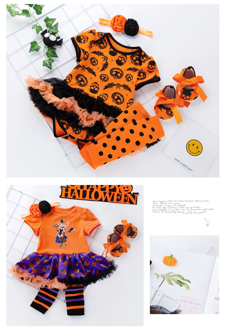 Halloween Cute Pumpkin Cotton Girls Clothing Sets display picture 4