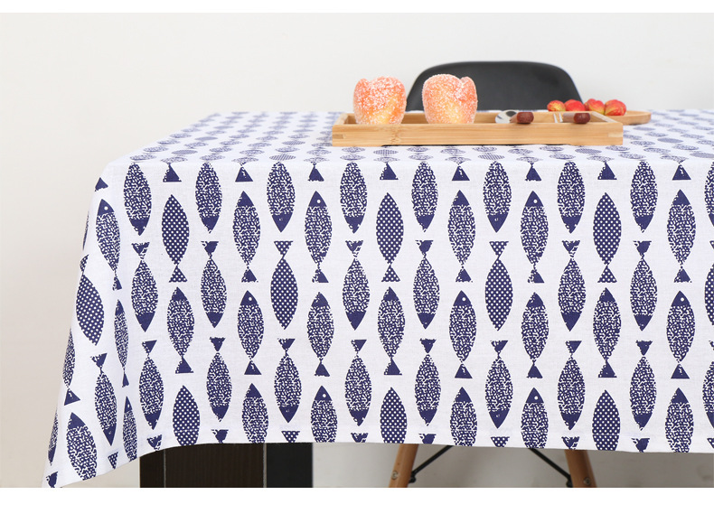 Cotton Linen Japanese Style Salmon Tablecloth Rectangular Large Tablecloth Simple Decorative Fabric Coffee Table Cloth Custom Size