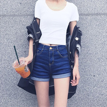 露脐短袖女夏韩版修身纯色体恤漏肚脐短款黑色T恤紧身高腰上衣