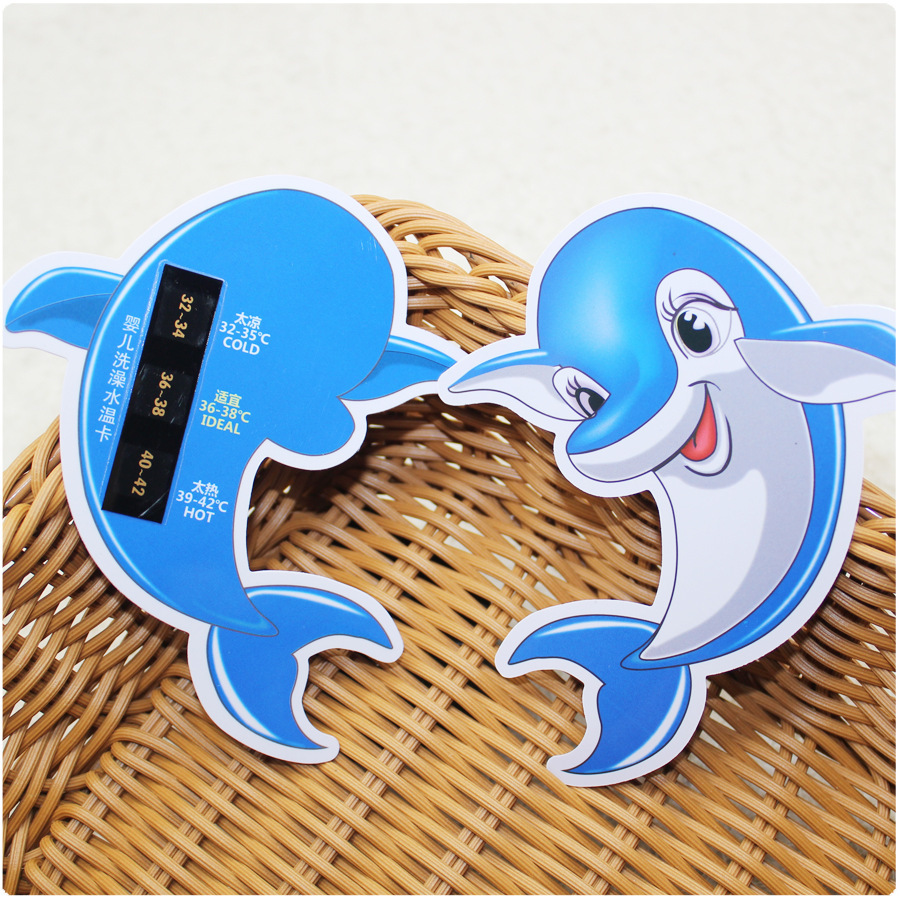 baby Dolphin take a shower Temperature Card Water temperature test card baby Swimming temperature Graphics Card wholesale