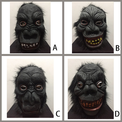 万圣节恐怖全包全黑动物黑猩猩狒狒猴子猿猴子金刚面具手套演出|ru