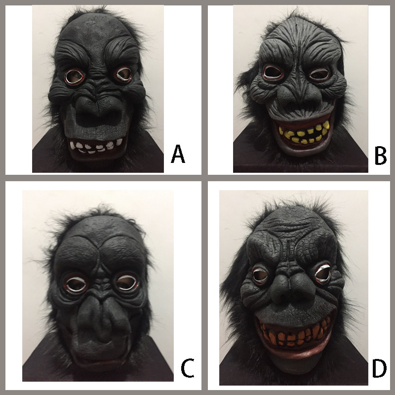 万圣节恐怖全包全黑动物黑猩猩狒狒猴子猿猴子金刚面具手套演出|ru