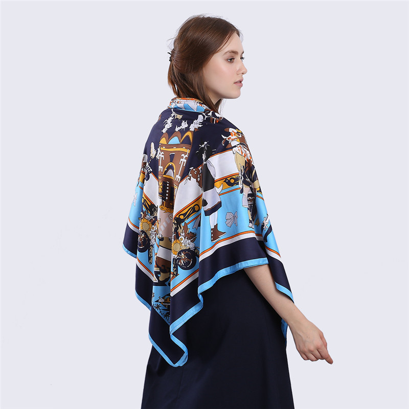 New Fashion Silk Scarf Print 130cm Twill Imitation Silk Square Scarf Travel Shawl Scarf display picture 4