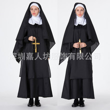 分碼萬聖節表演服聖母瑪利亞服裝修女服牧師服裝舞會演出服實拍