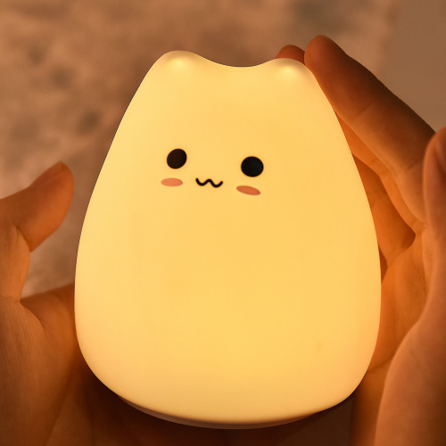 Cute Cat Silicone Lamp Children's Bedroom LED Eye Protection Table Lamp Colorful Color Changing Silicone Night Light Creative Gift