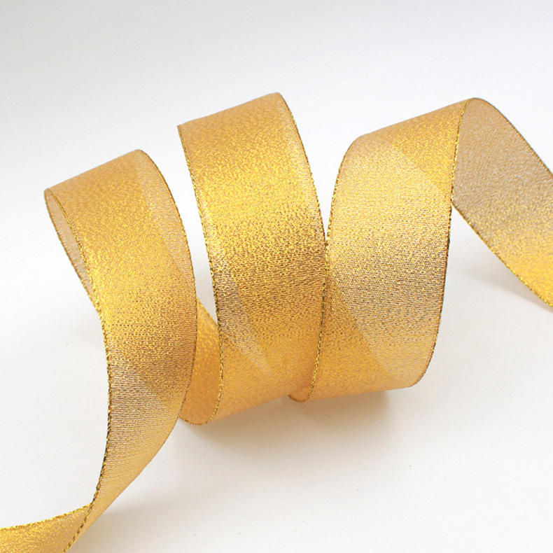 厂家批发 金银彩葱丝带 订织手工丝带 蝴蝶结包装丝带