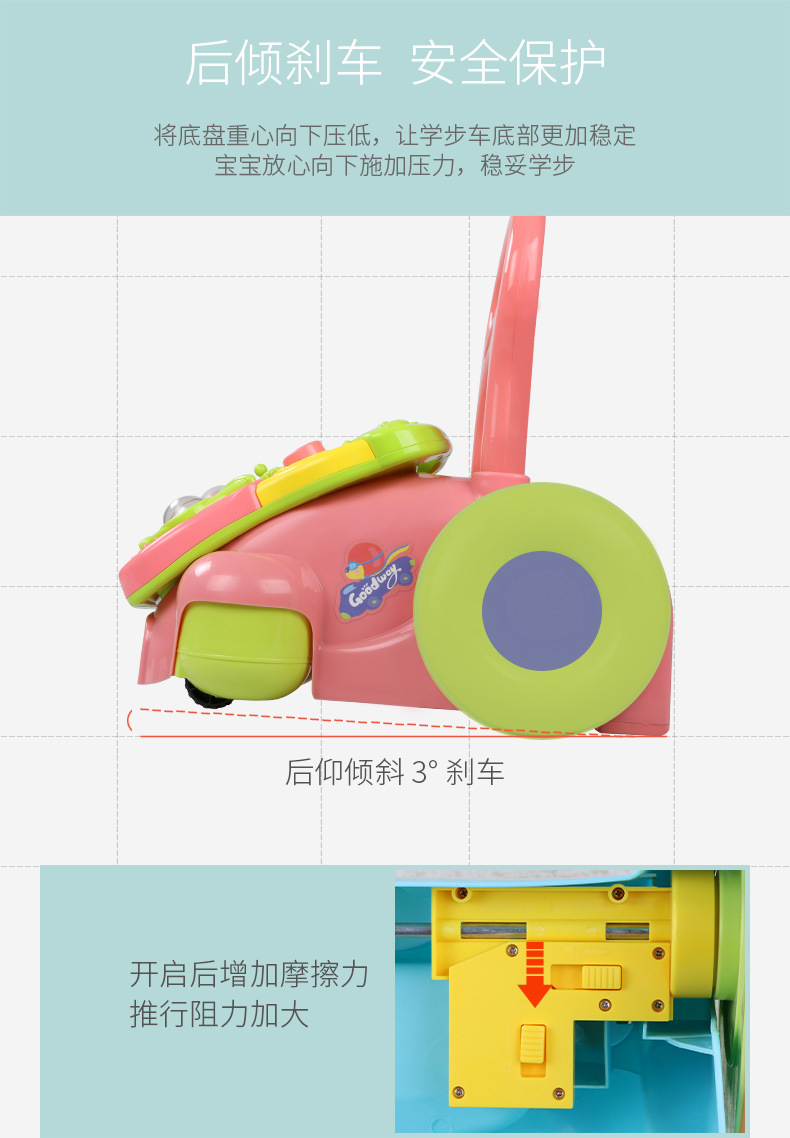 谷雨婴儿手推车 宝宝多功能音乐学步车 儿童防侧翻助步车详情图11