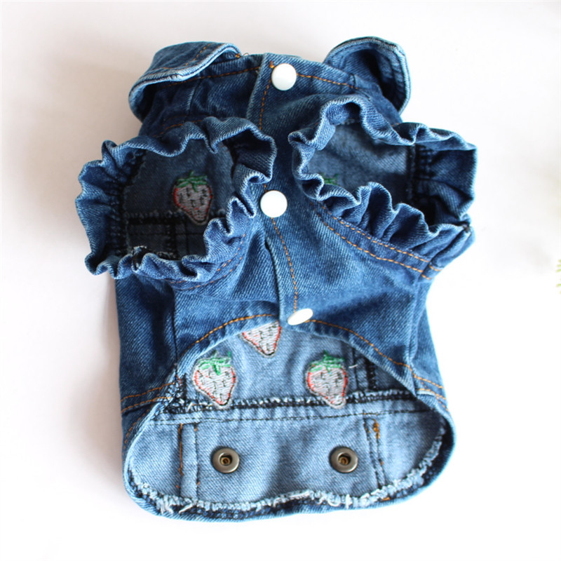 Cute Denim Strawberry Pet Clothing display picture 3