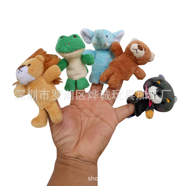 厂家直销动物手指木偶毛绒布玩具 DIY手指玩偶床故事玩具批发
