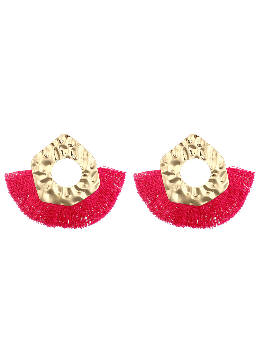 19g Weight Earrings Classification Birthday, Festival Occasion Women'S Gender Retro Style Rose Red, Pink, Red, Blue, Yellow, Black Color Fan-shaped Long Simple All-match Retro Tassel Earrings 3