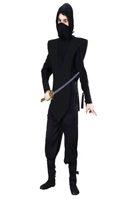 万圣节武士服装 黑色儿童忍者衣服 成人忍者服武士化妆舞会表演服