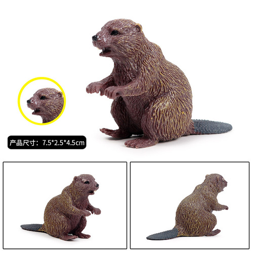 Solid simulation wild animal model toy beaver mini animal children's cognitive toy model ornaments