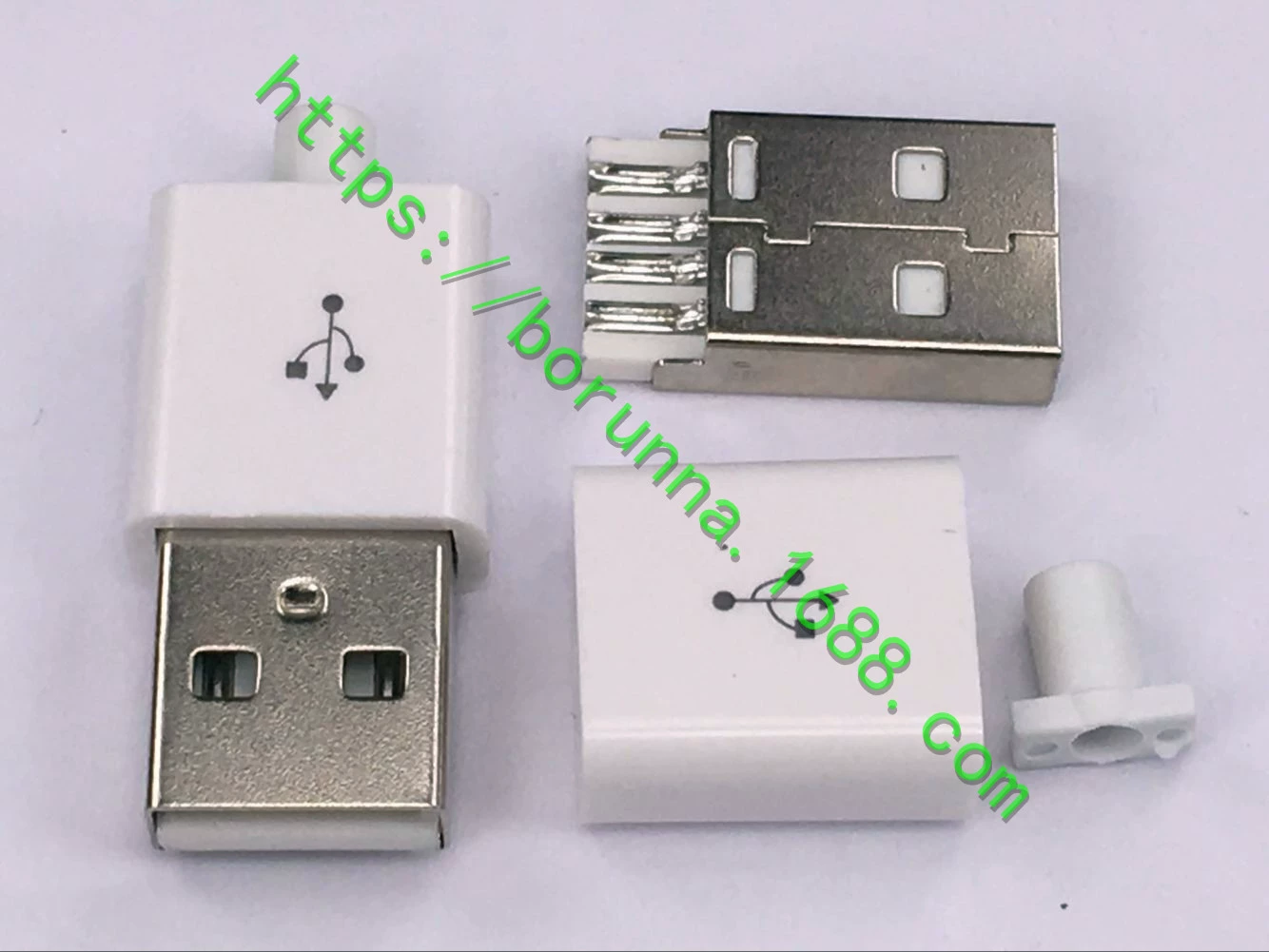 (10 комплектов) USB-штекер male квадратная оболочка белый 3-шт USB-разъем A типа 4P