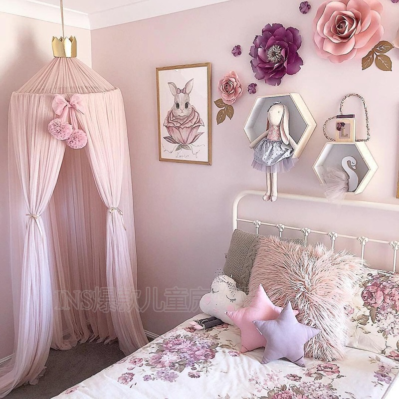 ins爆款 北欧蚊帐挂饰网纱毛毛球 儿童房圆球墙壁装饰 场景道具|ru
