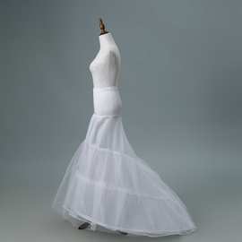 新娘结婚婚纱演出礼服鱼尾拖尾裙撑衬裙有骨松紧两钢圈硬网纱跨境