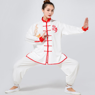 Henan Pretty Tai Chi clothes Chinese style Four sides bomb A martial art perform Morning service Long sleeve Customized