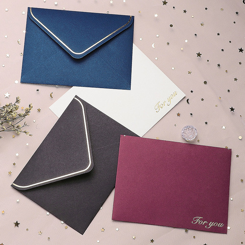 4-color bronzing blessing simple creative greeting card matching envelope message card birthday blessing matching envelope