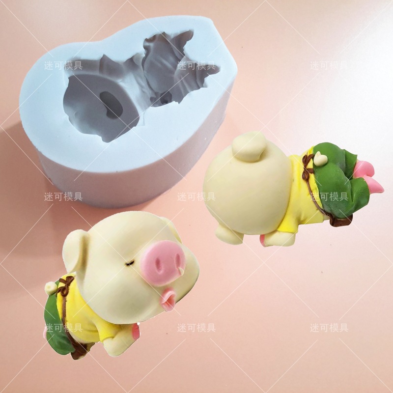 Cerdo fondant molde 3D tridimensional babosa cerdo saliva cerdo mantequilla olla caliente base molde helado pastel de silicona