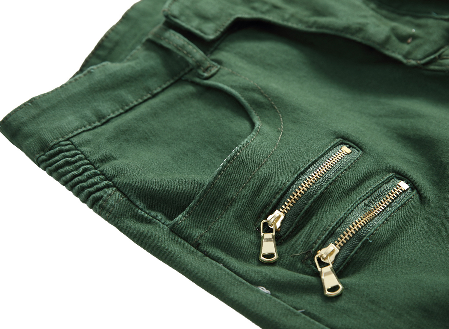 Vêtements pour hommes Pantalon de moto en denim décontracté noir pour hommes avec décoration à glissière Pantalon élastique pour hommes_voghion.com