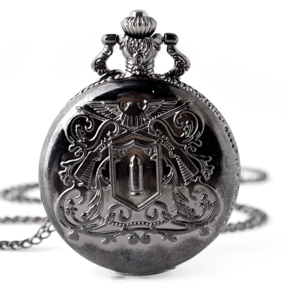 Boshiya Large Quartz Pocket Watch Gun Color Bullet Pocket Watch Universal Casual Quartz Pocket Watch Limited Time Promotion