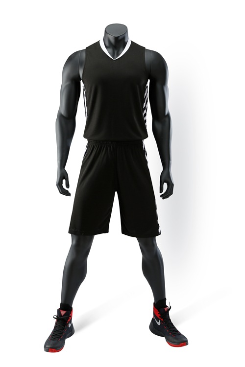 1873黑白兩色新款現貨背心藍球服運動套裝定制LOGO繡花L-5XL