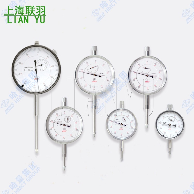 LINKS哈量指示表百分表0-10-30-50-20-20mm8钻指针式千分表0-1mm