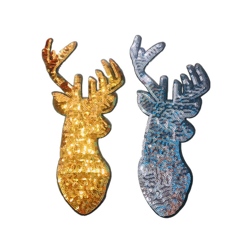 Long Sheng Christmas Sequins Deer Beads Embroidered Fairy Deer Embroidered Sweater T-shirt Decoration Stickers display picture 1