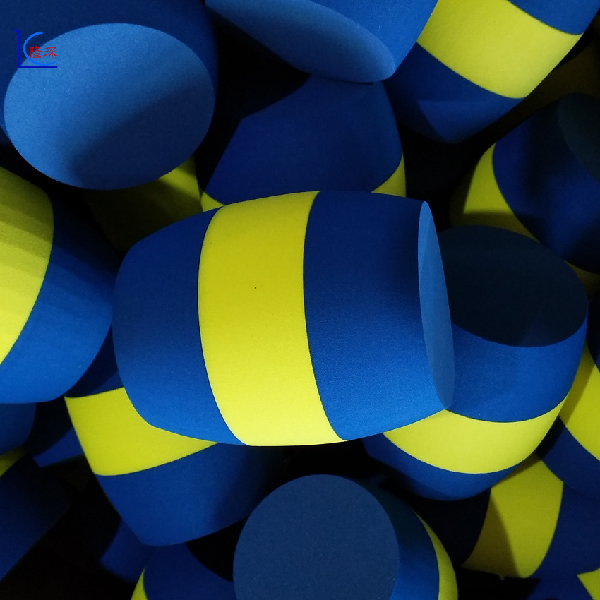 隆琛异形外圆磨加工 3色贴合 中间打方孔夹木块 木块和EVA钻半孔