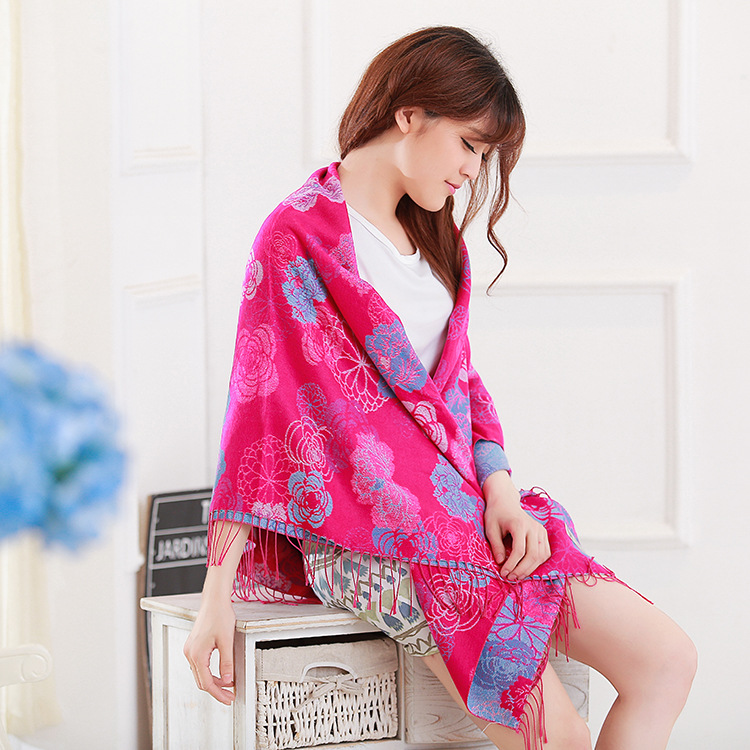 旅游景区加厚仿羊绒披肩保暖围巾夏季空调毯子秋冬大方巾两用