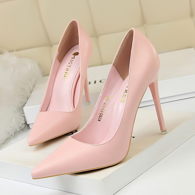 9511-17 Korean version of fashion simple women's shoes are thin high-heeled shoes stiletto high-heeled shallow mouth pointed sexy shoes