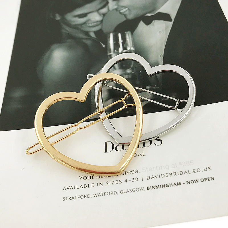 Simple New All-match Alloy Heart-shaped Hairpin display picture 10