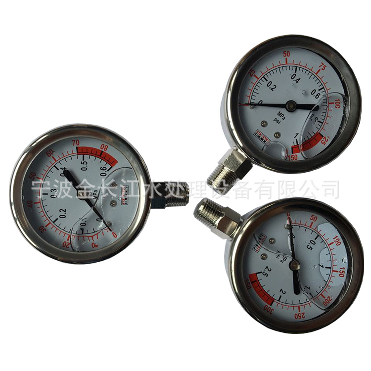 水处理压力表 YLZ-5 充油防震面板式不锈钢精准压力表