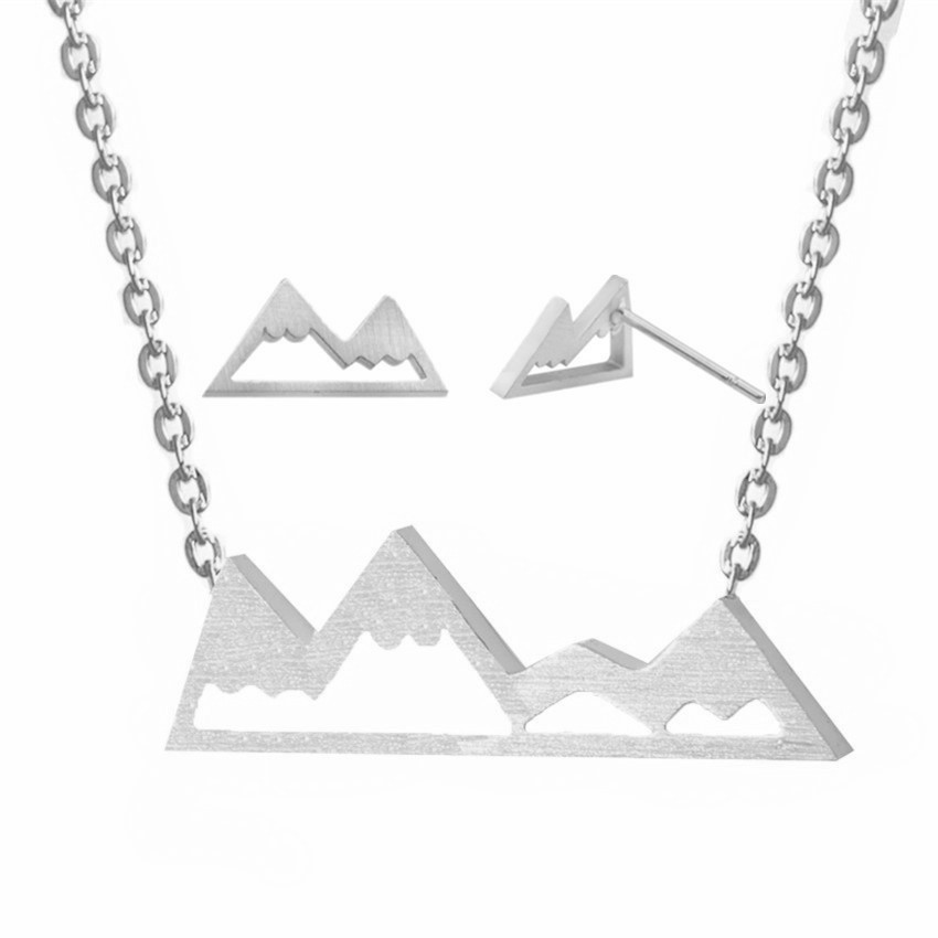 Outdoor Mountain Pendant Necklace Earring Set display picture 12