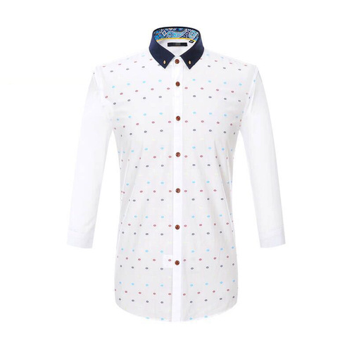Goldberg Summer Collection Exquisite Business Print Shirt, Thin Men's Fashion Contrast Casual Short Sleeve Shirt