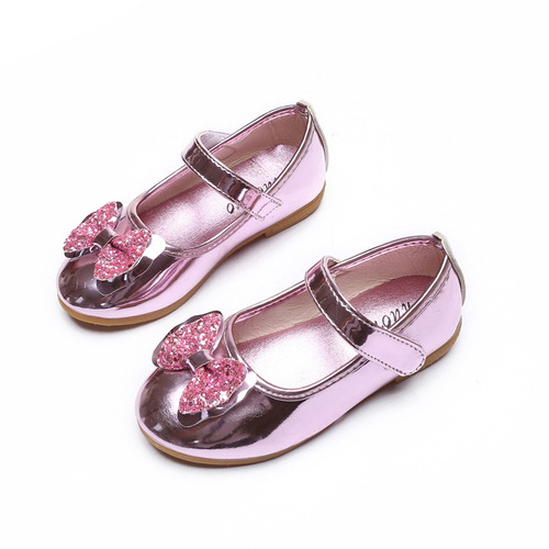 Manufacturer wholesale girls' shoes  student dance performance shoes sequin bow children's leather shoes princess shoes