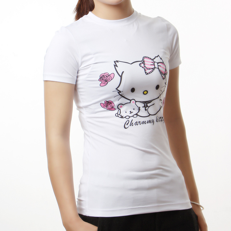 New Women's Sports Fitness Clothes Slimming Q-version Running T-shirt Yoga Clothes Tight Body-fitting Gym Quick-drying Clothes