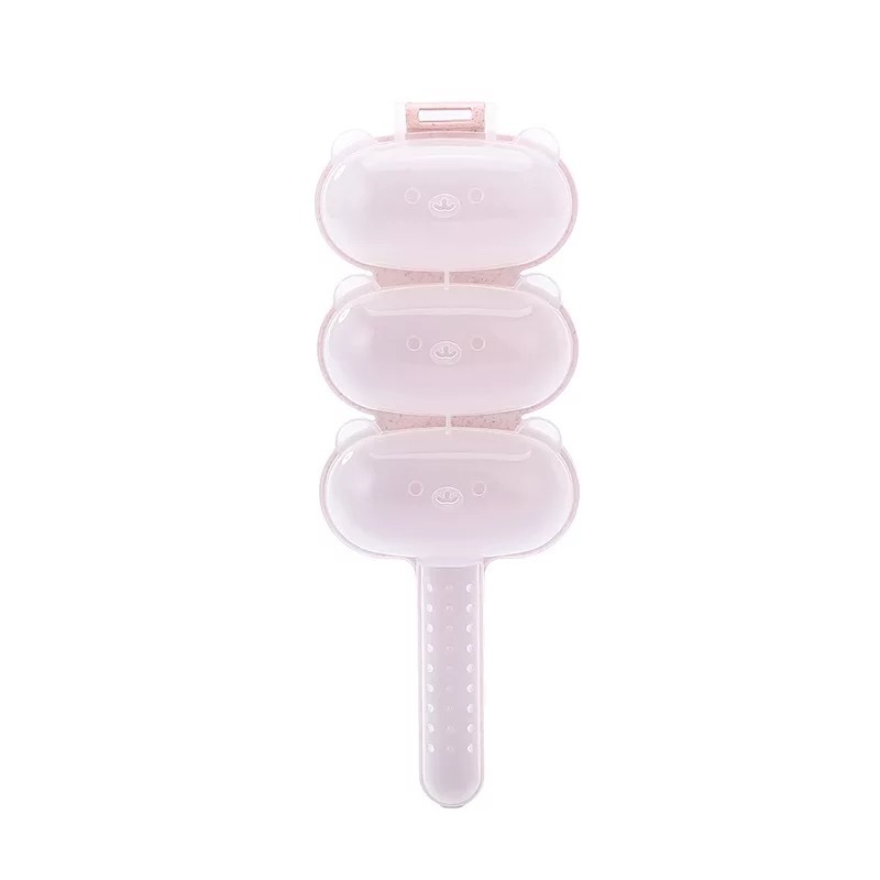 밥숟가락이 달린 밀짚 핑크