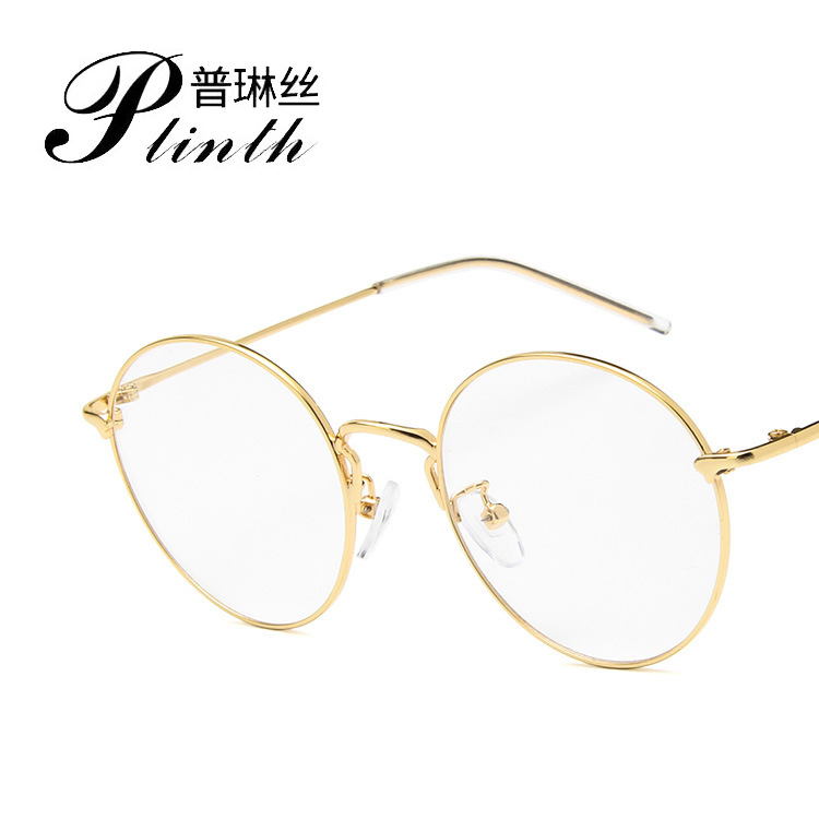 Retro Round Ultra-light Glasses Frame Metal Korean Fashionable Flat Glasses Artistic Glasses Frame Kick-off